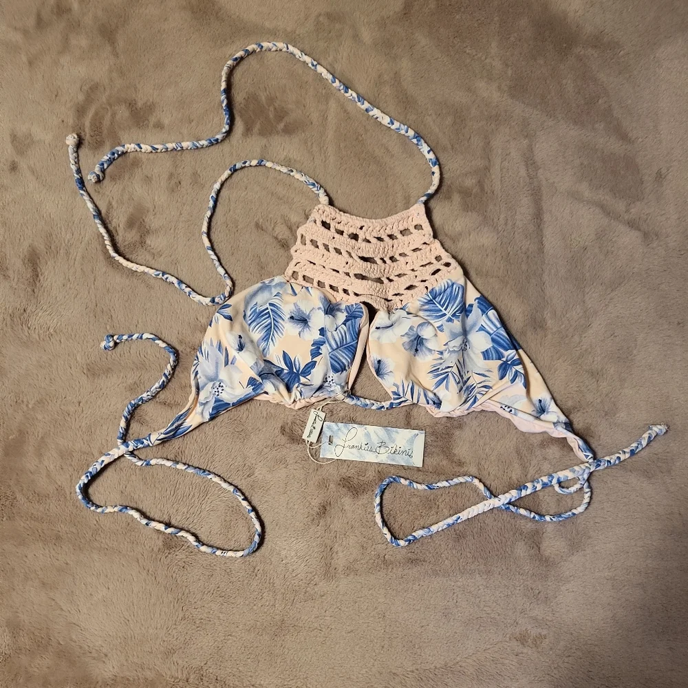 Frankie's Bikinis Top Mimi Bikini Top Hawaiian Blush Size L Brand New NWT